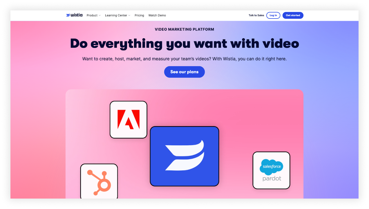 Wistia’s video platform integrates with marketing tools