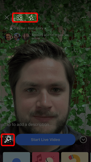 Adjusting camera settings in Facebook Live