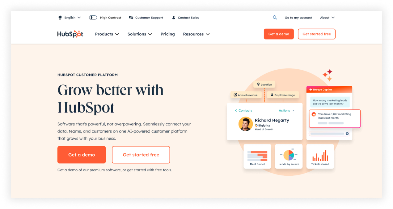 HubSpot offers a full suite of business and marketing tools