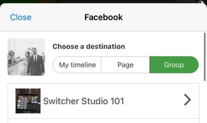 Choosing FB group destination