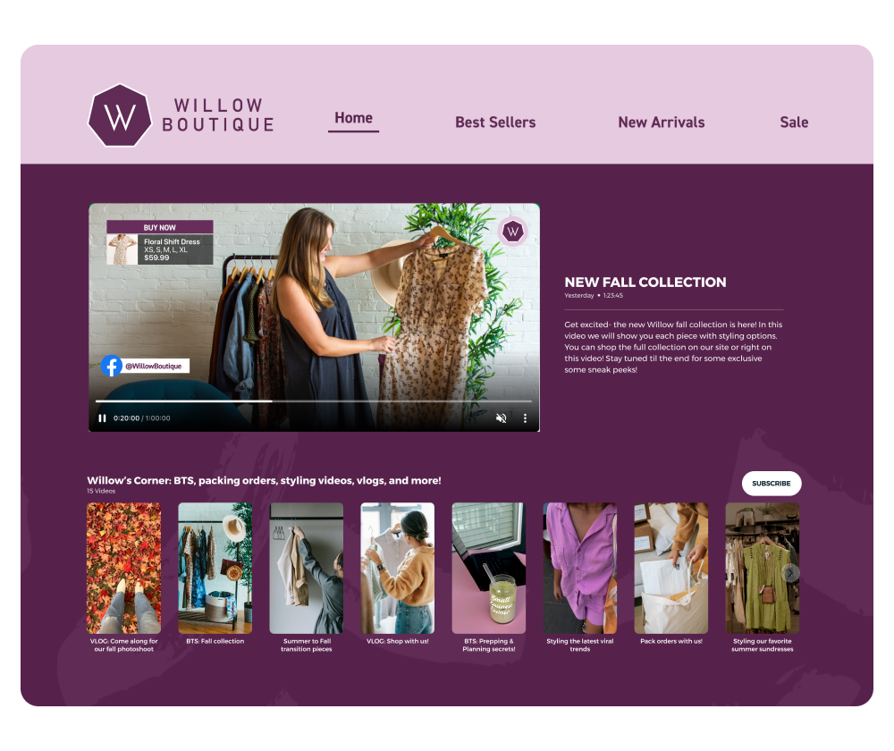 Website streaming- willow boutique