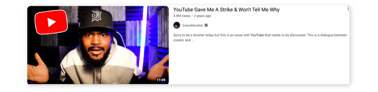 content strikes on youtube